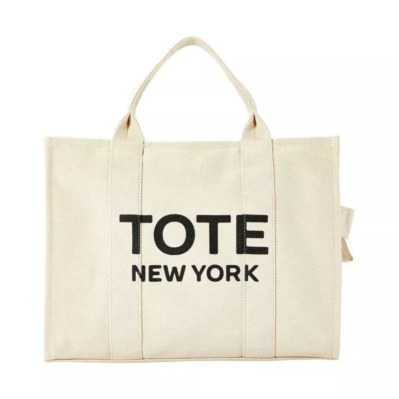 RED BY KISS CANVAS TOTE BAG - IVORY