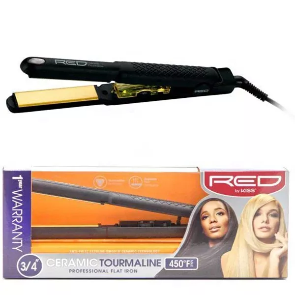 Red by Kiss Ceramic Tourmaline Professional Flat Iron 3/4 Inch FI075