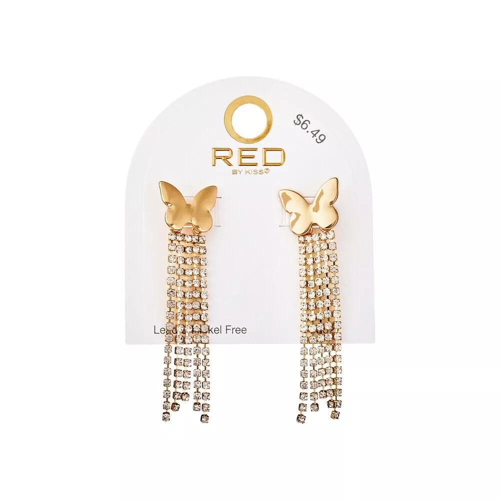 RED BY KISS GLAM BUTTEFLY EARRINGS 65MM- JE527