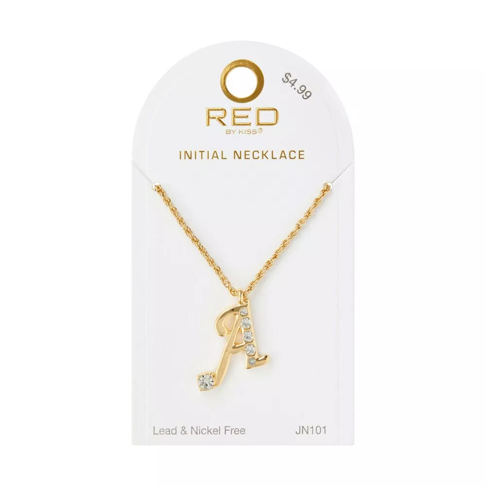 RED BY KISS GLAM GOLD INITIAL NECKLACE