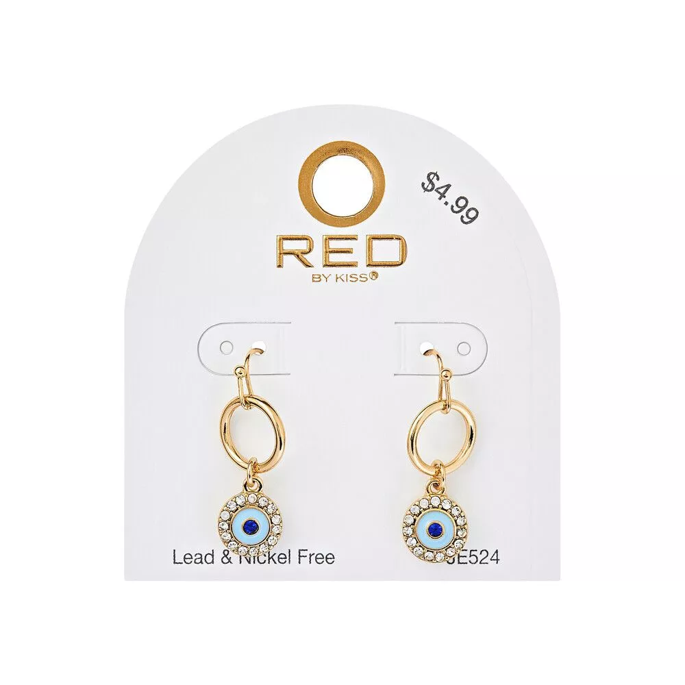 RED BY KISS GLAM ROUND EVIL EYE EARRINGS- JE524