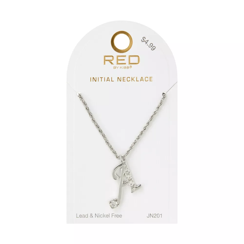 RED BY KISS GLAM SILVER INITIAL NECKLACE