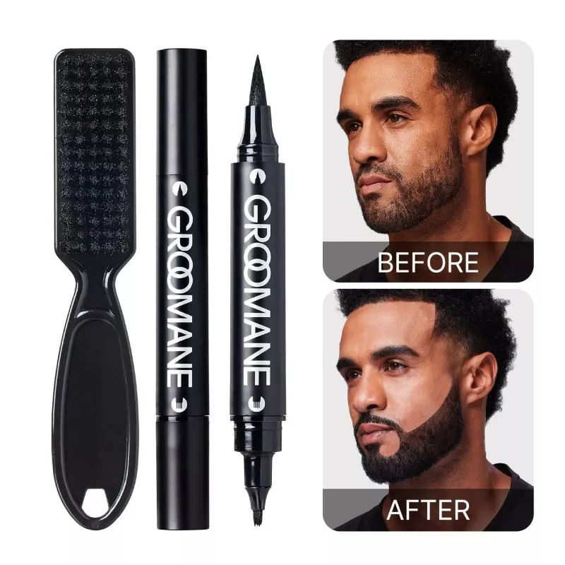 RED BY KISS GROOMANE BEARD FILLER PEN FOR MEN - DUAL TIP WITH BLENDING BRUSH
