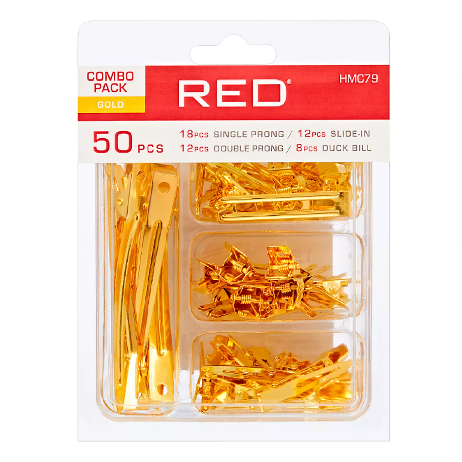 Red by Kiss Metal Clip Combo Pack Gold 50pcs