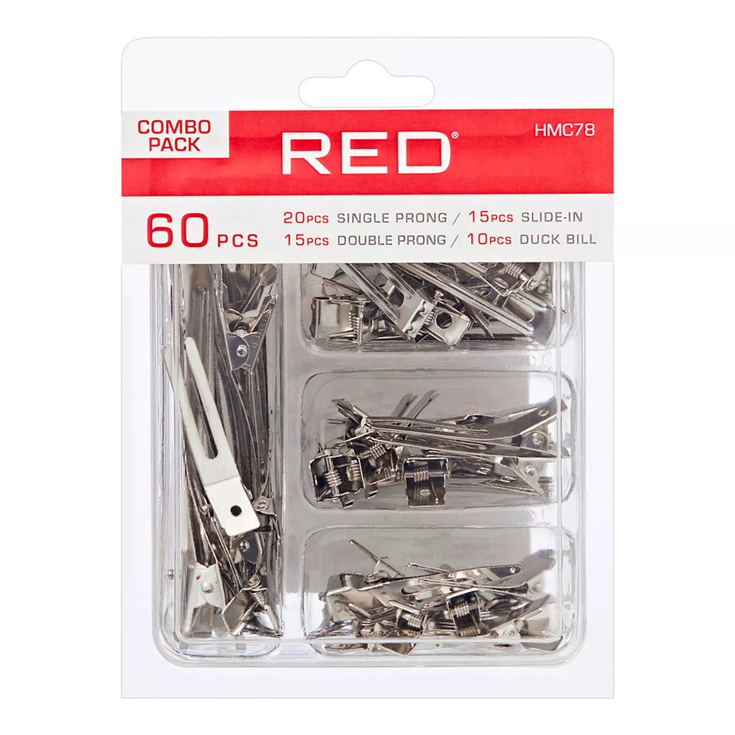 Red by Kiss Metal Clip Combo Pack Silver 60pcs