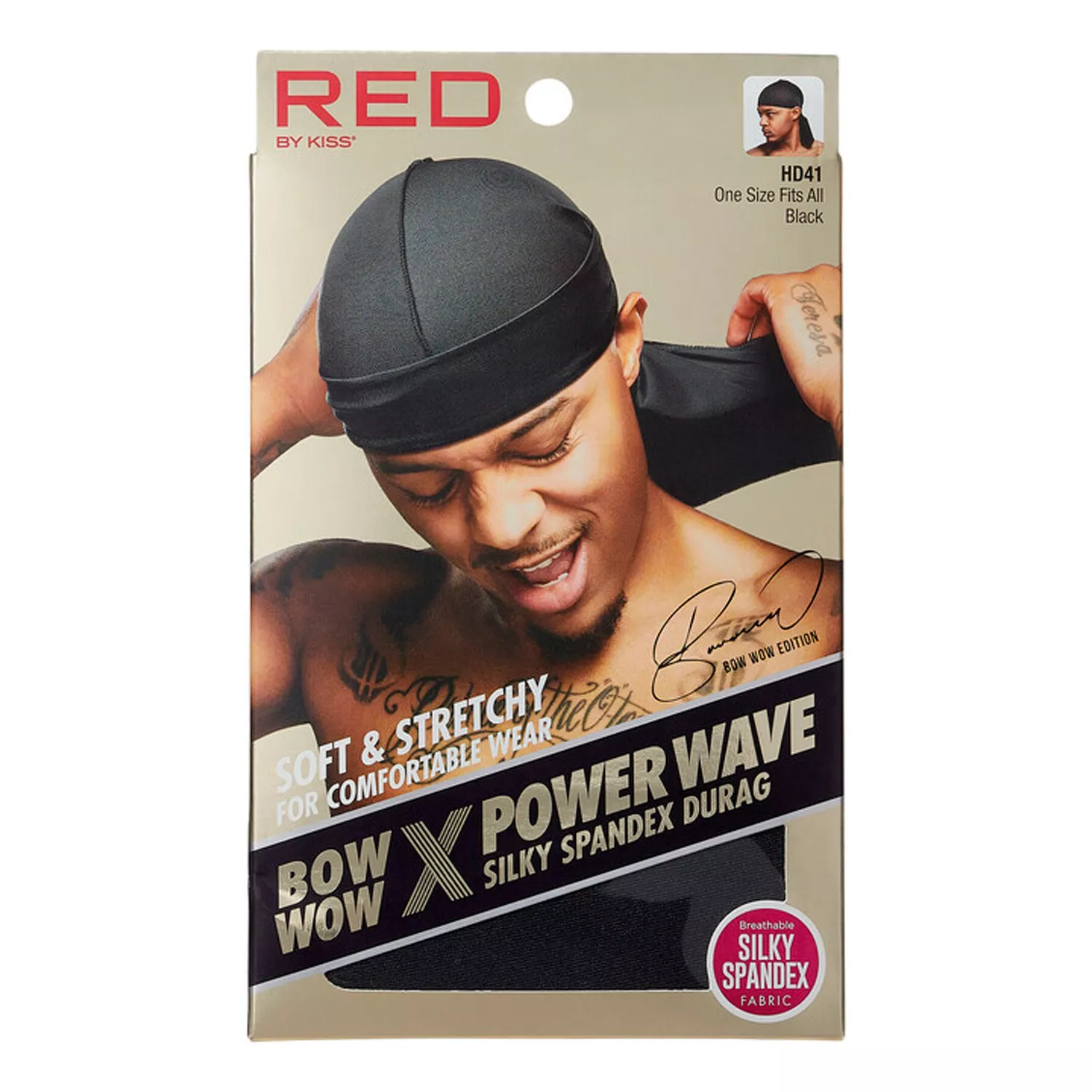 Red by Kiss Power Wave Silky Spandex Durag Black