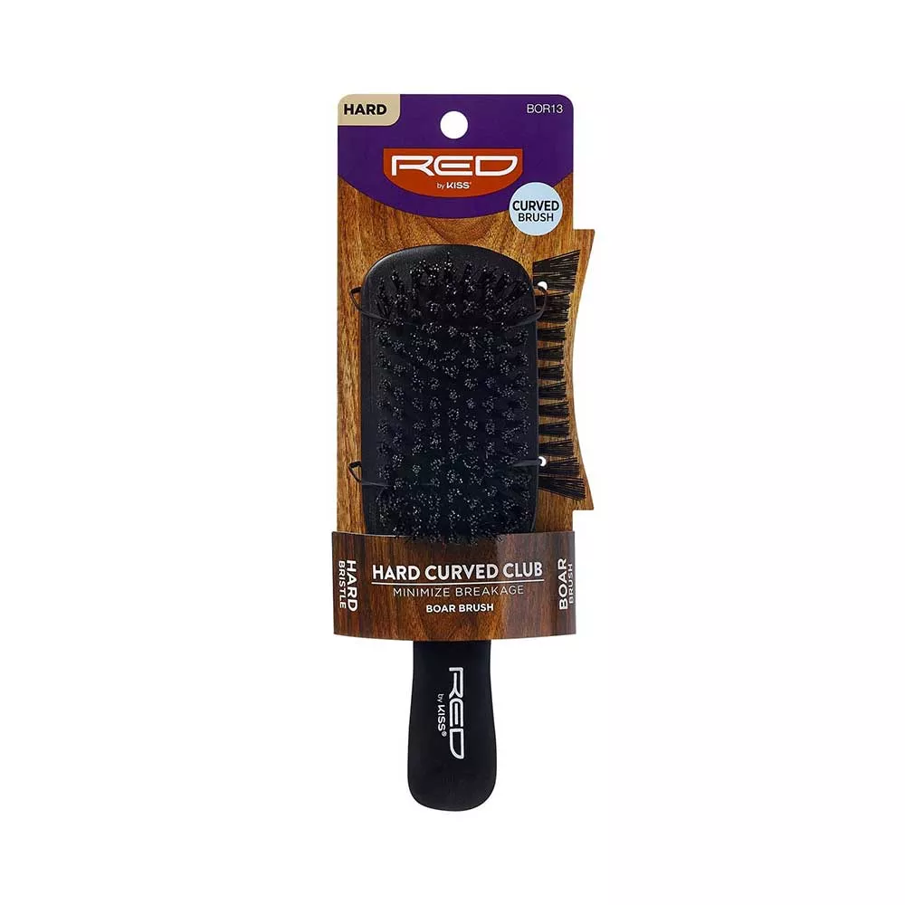 RED BY KISS PROFESSIONL CURVED BOAR BRUSH HARD BRISTLES -BOR13