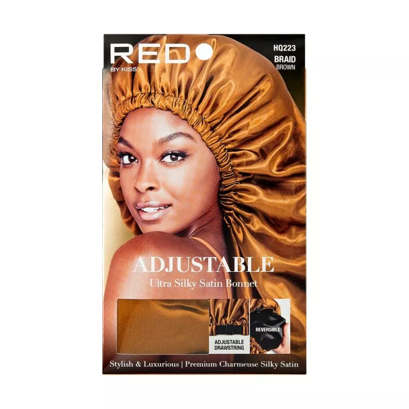 RED BY KISS REVERSIBLE SILKY SATIN ADJUSTABLE BONNET - BRAID