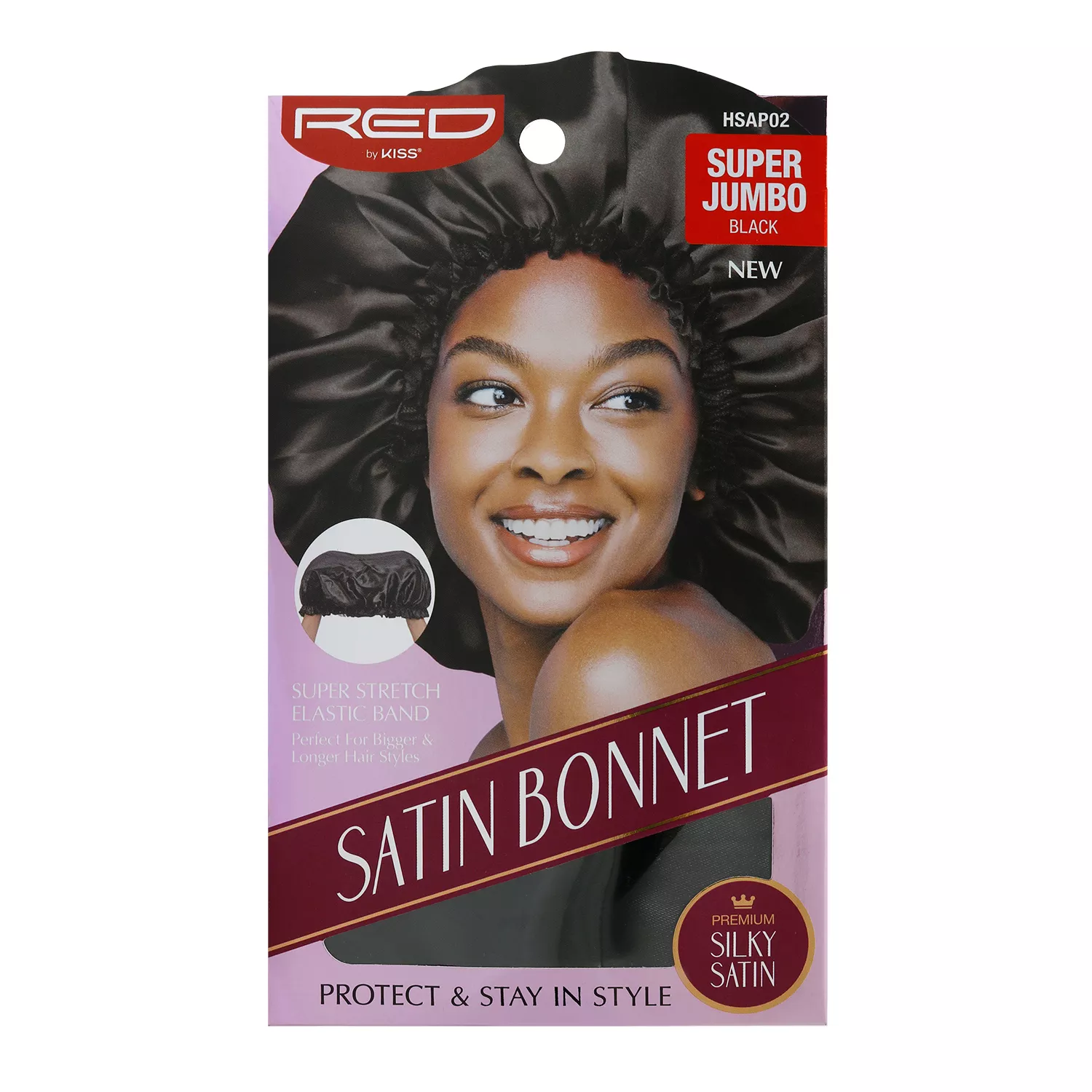 Red by Kiss Satin Bonnet Super Jumbo Black