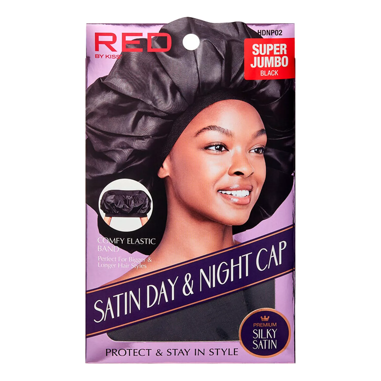 Red by Kiss Super Jumbo Black Premium Satin Day and Night Cap