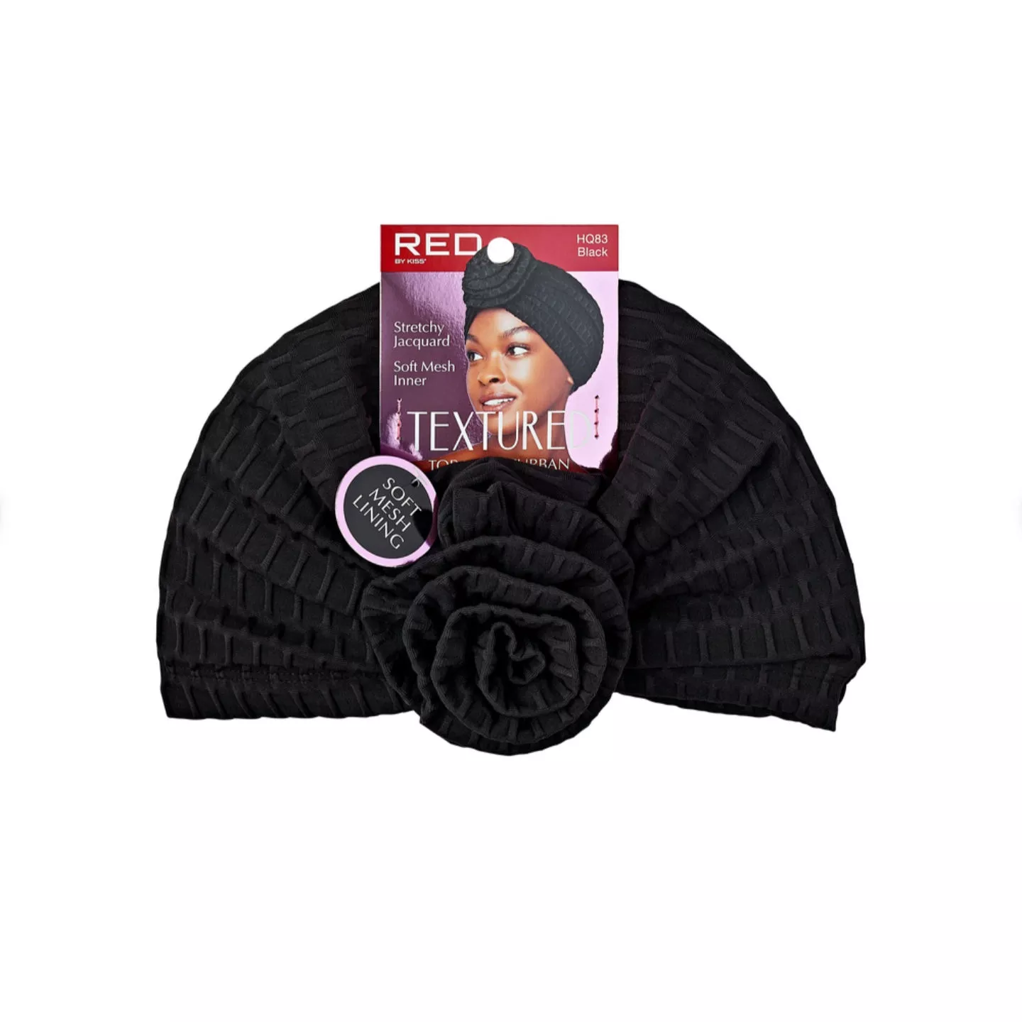 RED BY KISS TEXTURED TOP KNOT TURBAN