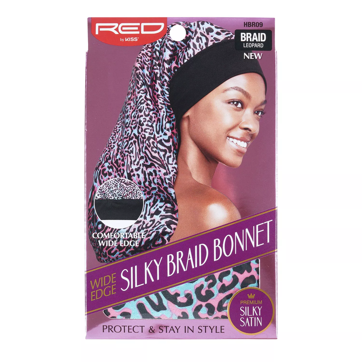 Red by Kiss Wide Edge Silky Satin Braid Bonnet Leopard