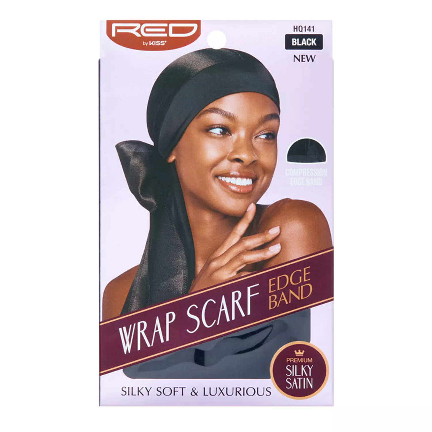 Red by Kiss Wrap Scarf Edge Band Black