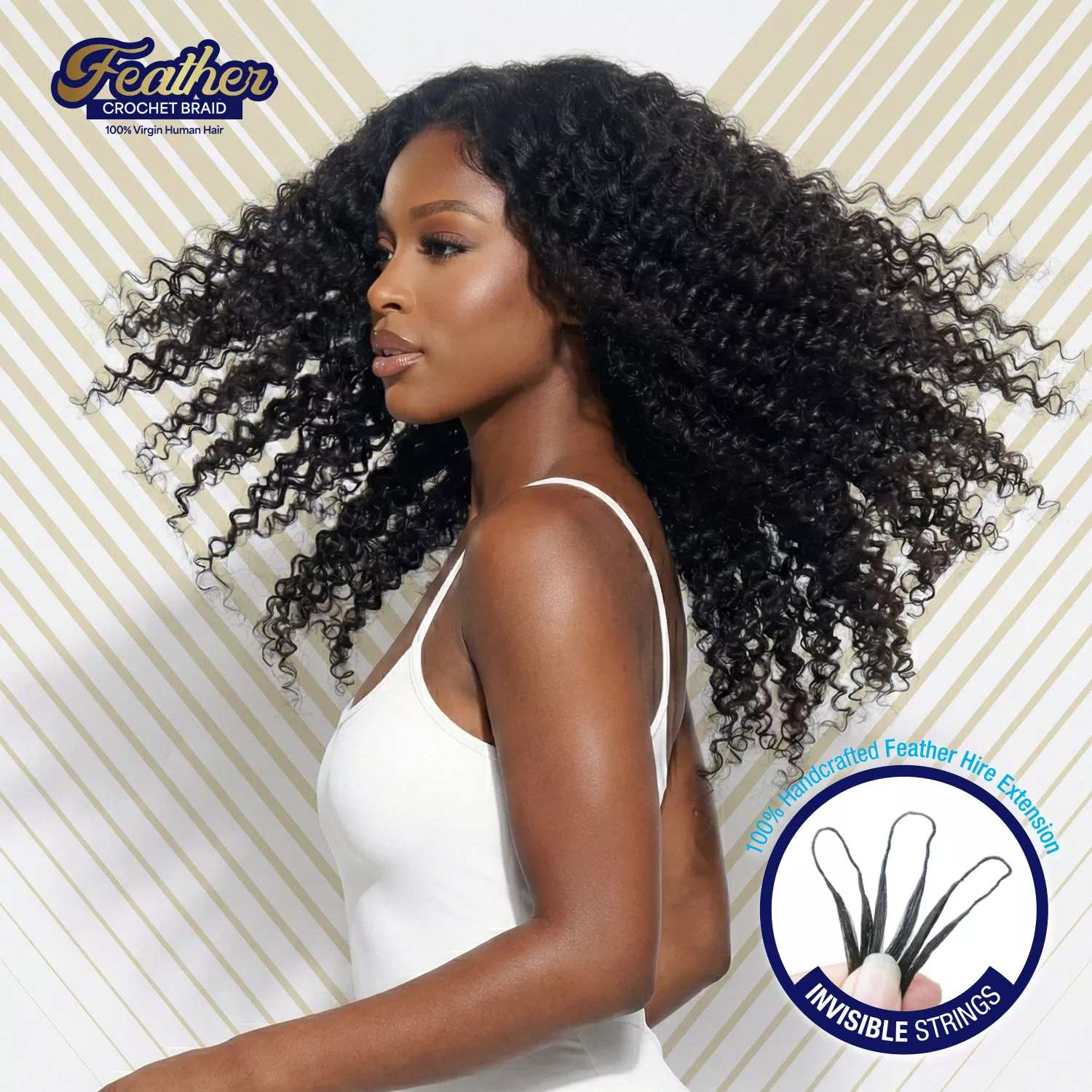 Remy Blue 100% Human Hair Feather Crochet Braid Water Wave (60g) (14-22")