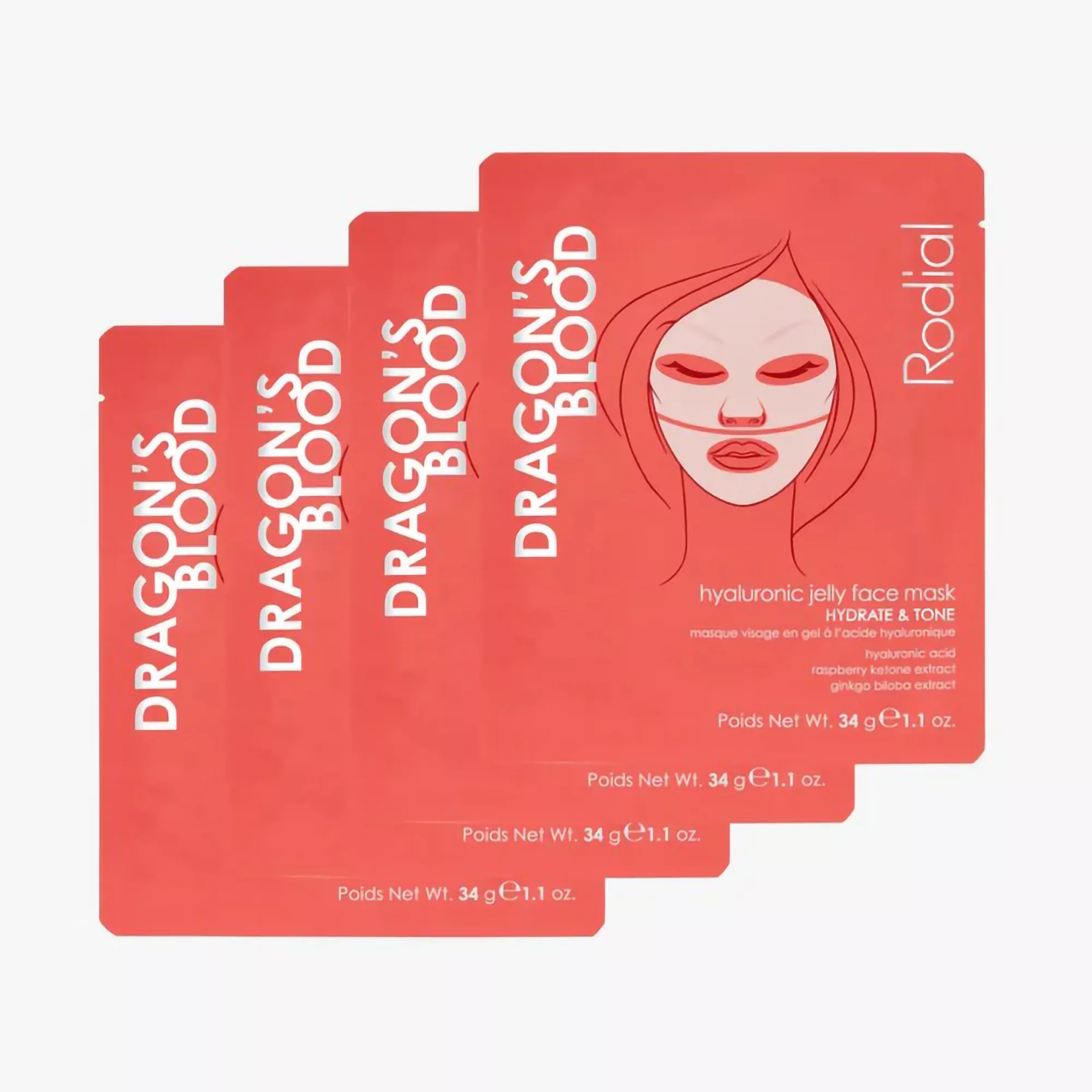 Rodial Dragons Blood Hydrogel Jelly Face Mask - Box of 4
