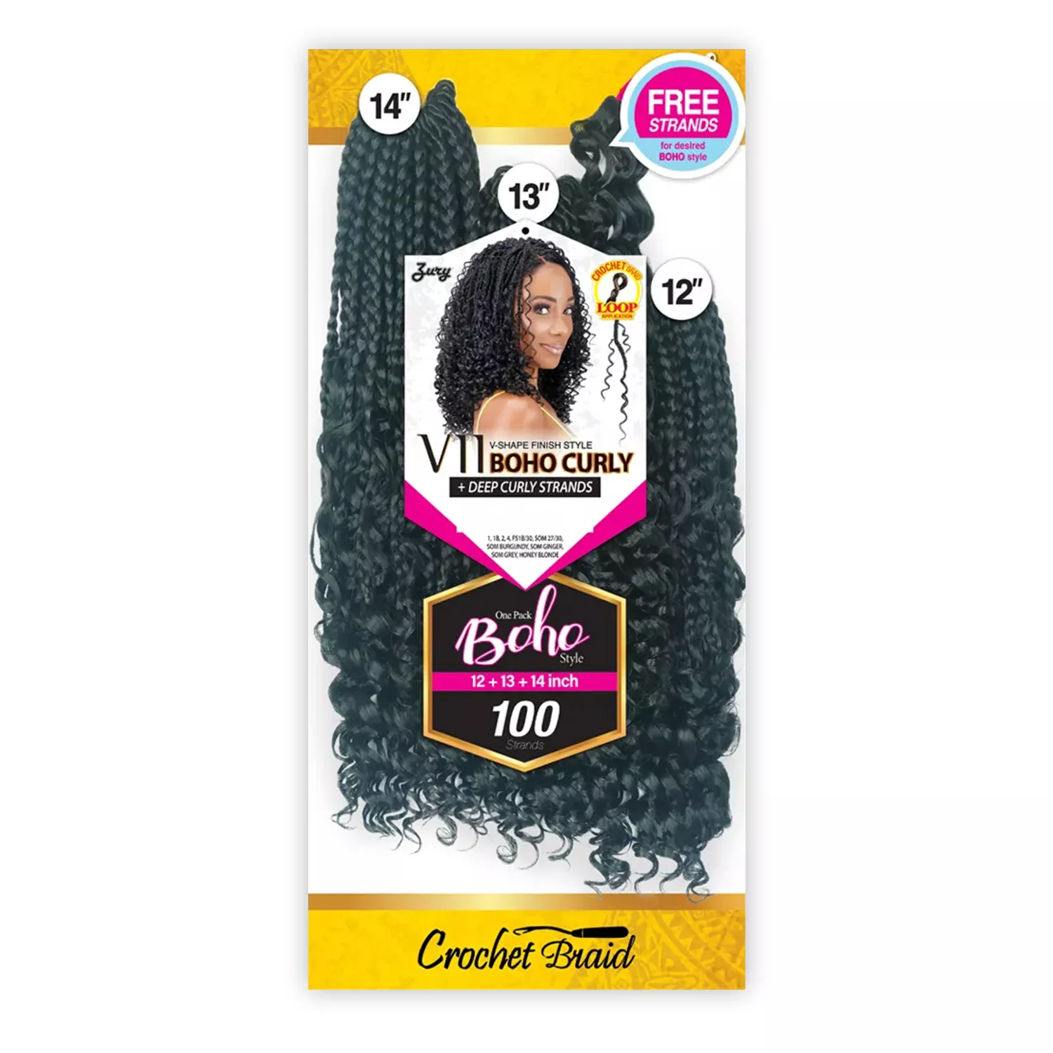Royal Zury Crochet Braid V-shape Finish Style V11 Boho Curly (12"13"14")