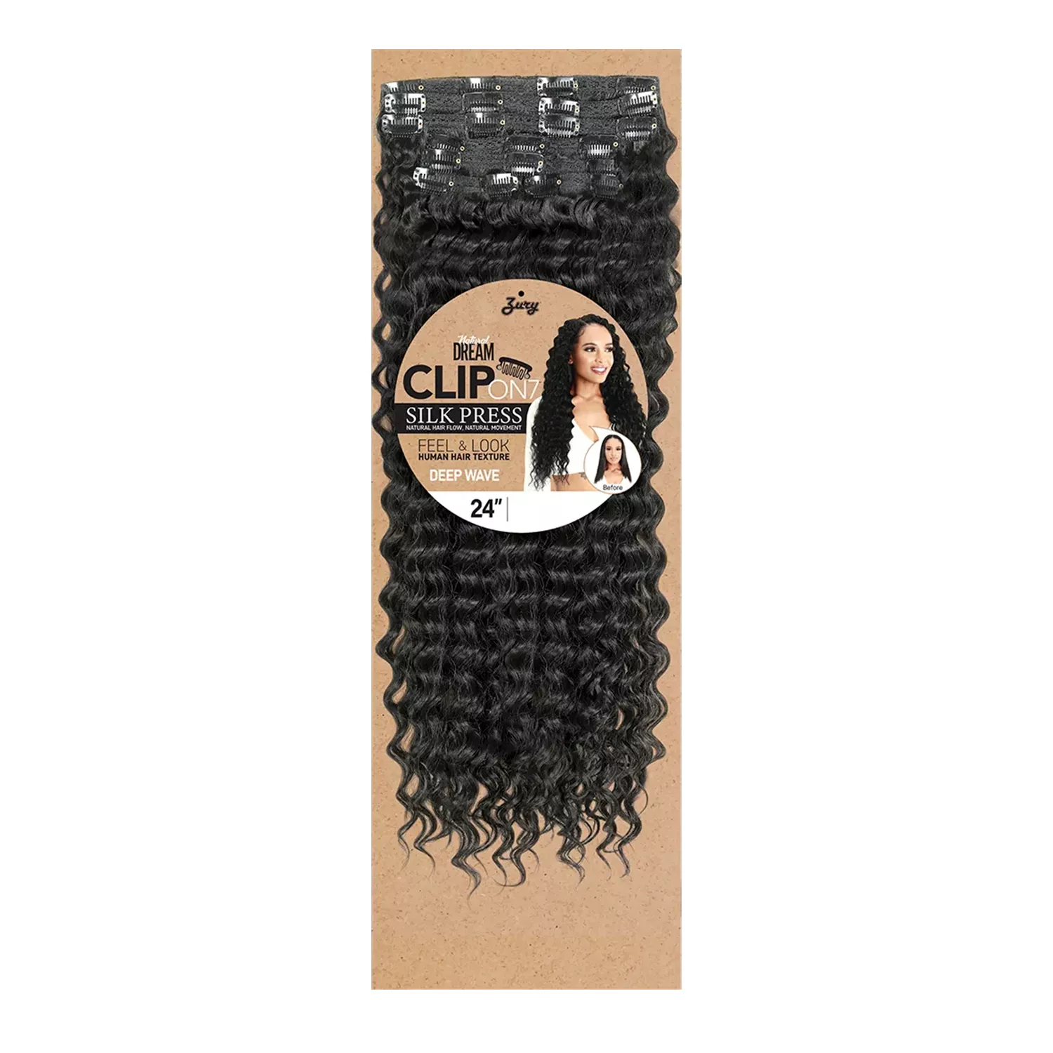 Royal Zury Weave Natural Dream Silk Press Clip On 7Pcs Deep Wave 24"