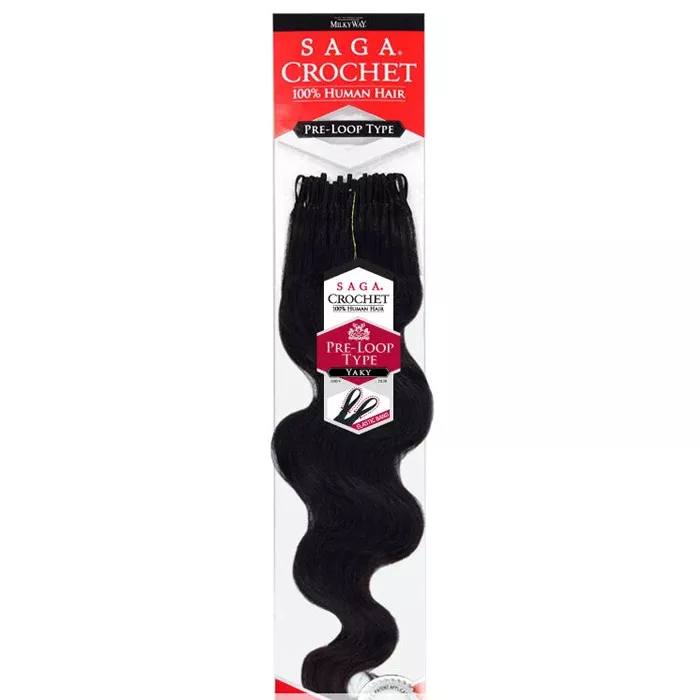 Saga 100% Human Hair Pre-Looped Crochet Braid - LOOSE DEEP 10"-18"