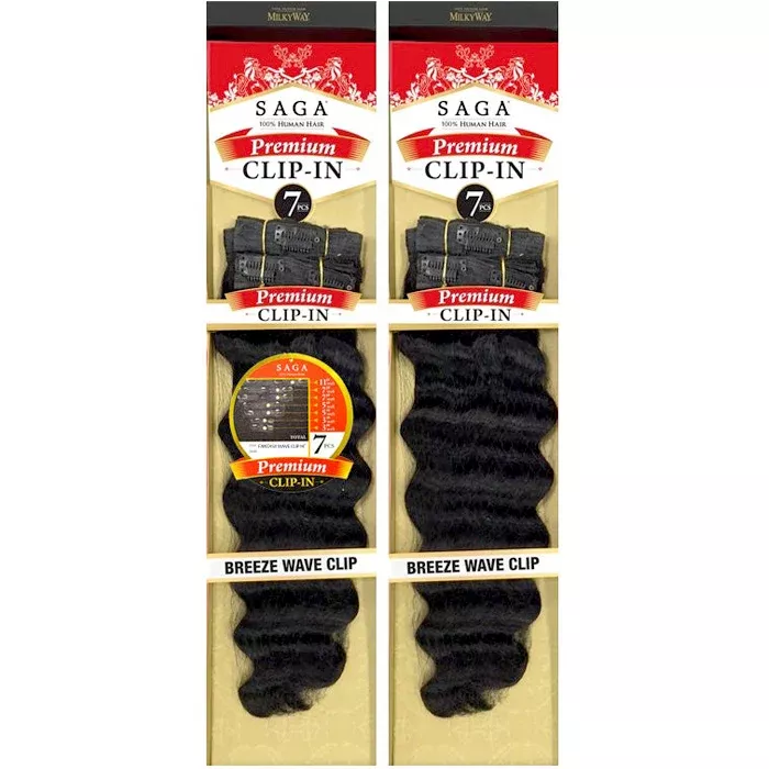 Saga 100% Human Hair Premium Clip In 7pcs Weave - BREEZE WAVE 18"