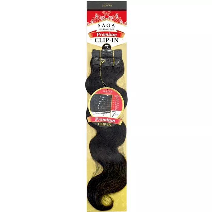 Saga 100% Human Hair Premium Clip In 7pcs Weave - FANTASY WAVE 18"