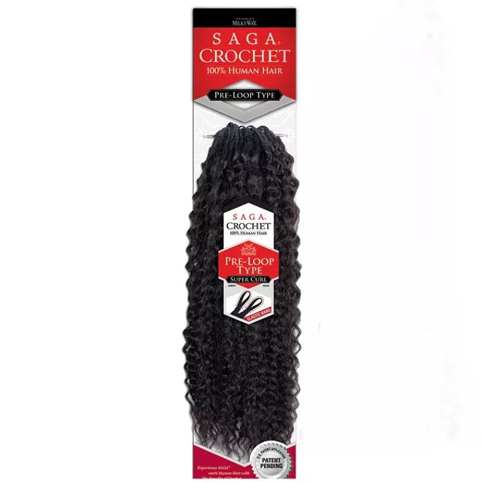 Saga Pre-Loop Type Human Hair Crochet Braid SUPER CURL 10"-18"