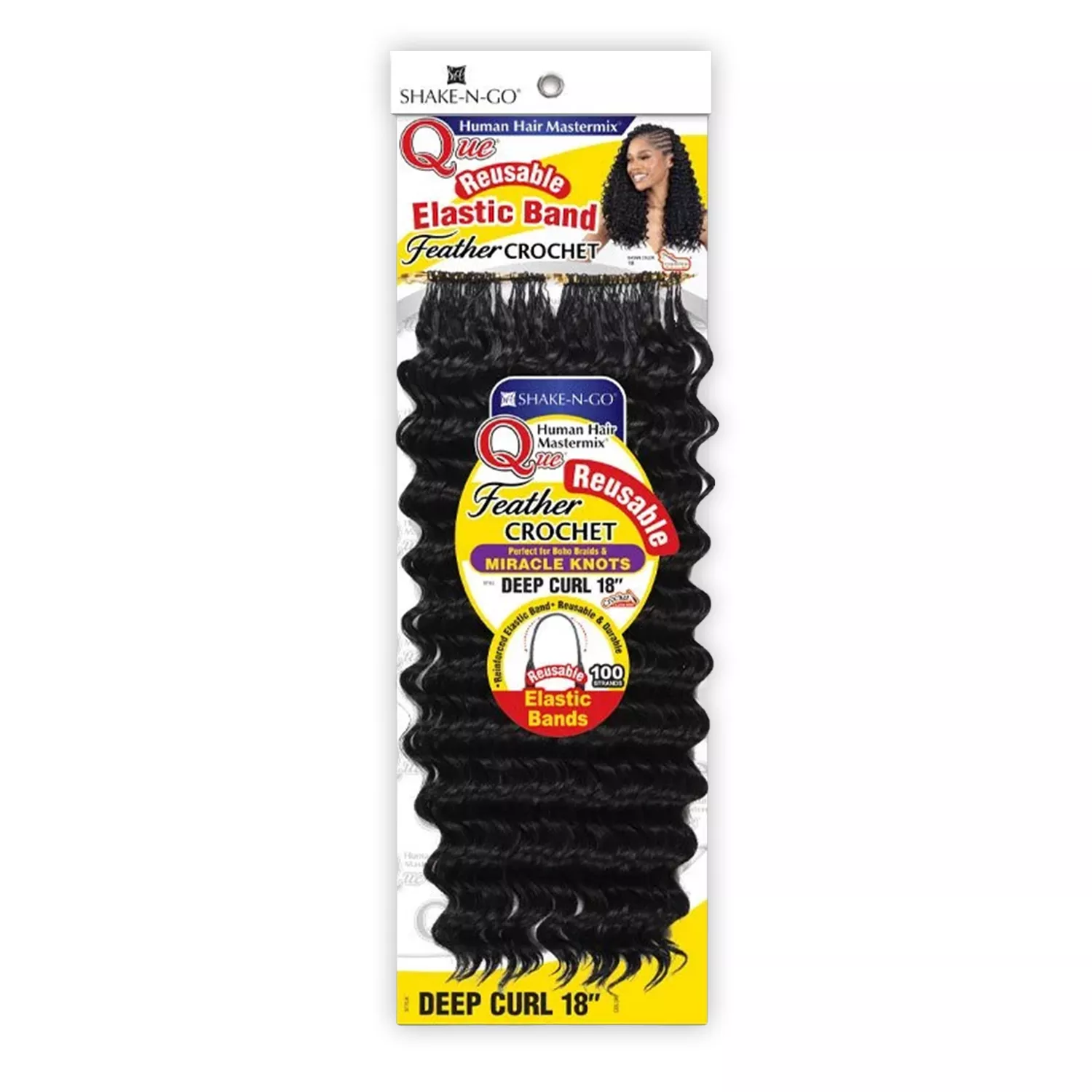 Sake-N-Go Human Hair Master Mix Crochet Braids Que Feather Crochet Deep Curl 18"