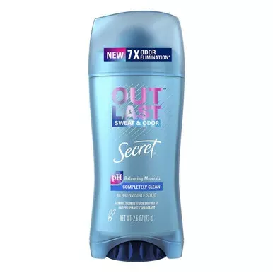 Secret Outlast Antiperspirant Deodorant, Invisible Solid Completely Clean, 2.6 Oz
