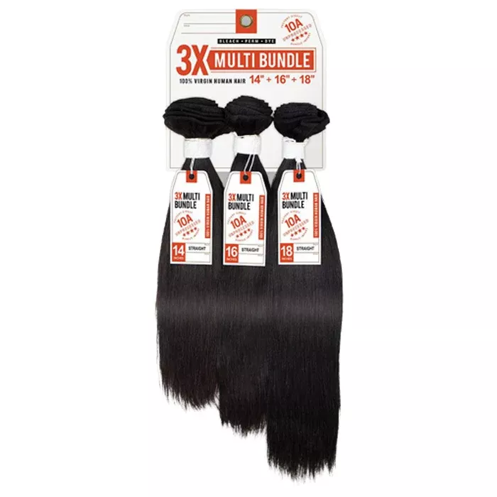 Sensationnel 10A Unprocessed 100% Virgin Human Hair 3X Multi Bundle - STRAIGHT 14"-18"