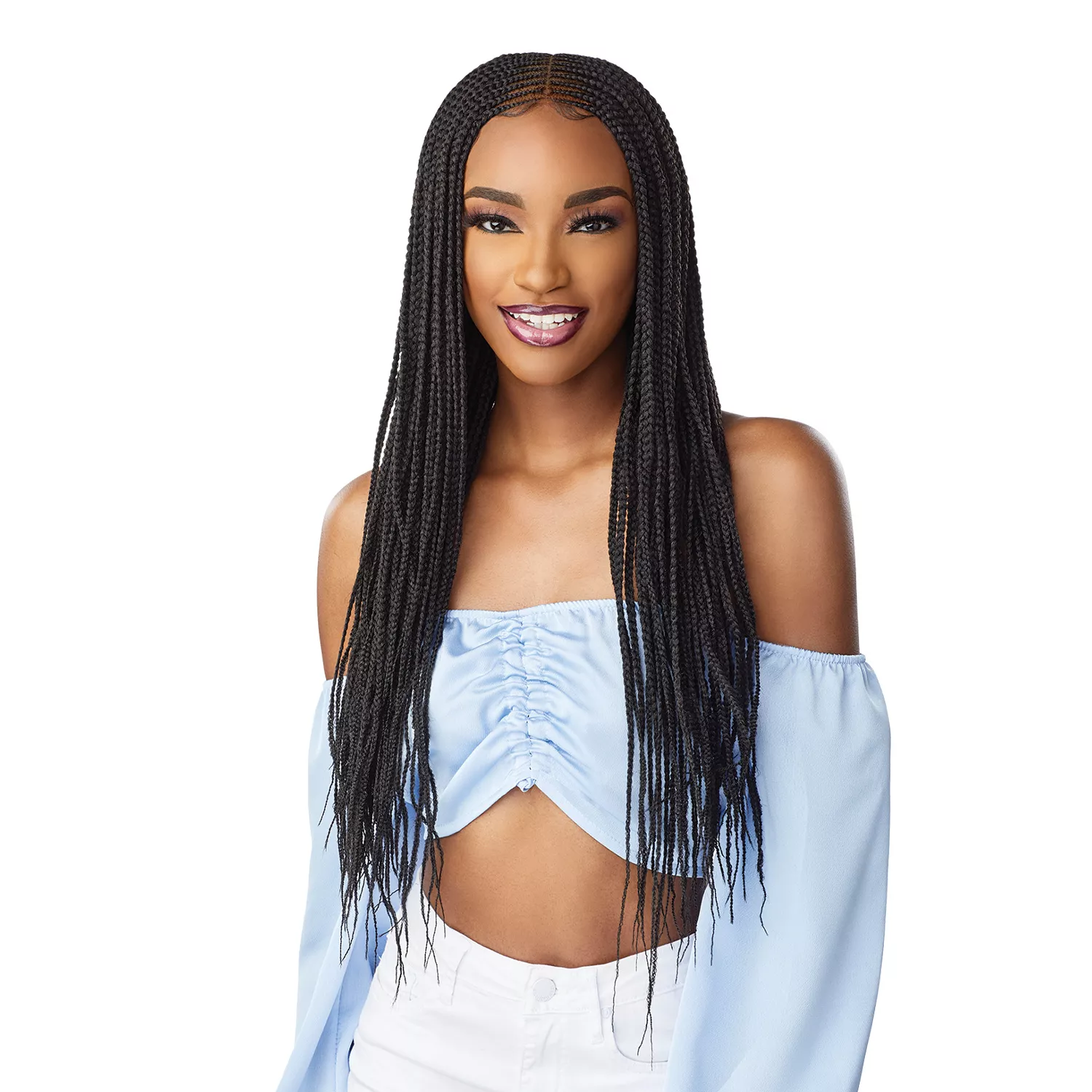 Sensationnel Braided HD Lace Front Wig Cloud 9 4X5 Center Part Feed In 28"