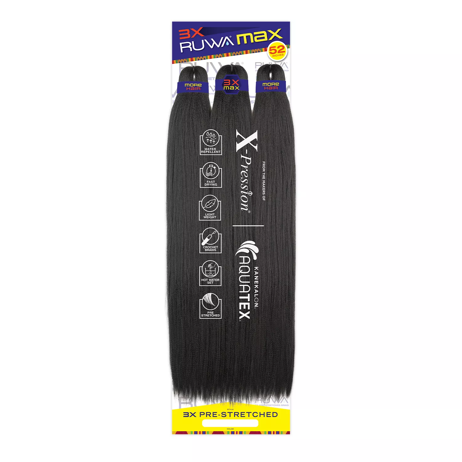 Sensationnel Braids African Collection 3X Ruwa Max Pre-Stretched Braid 52"