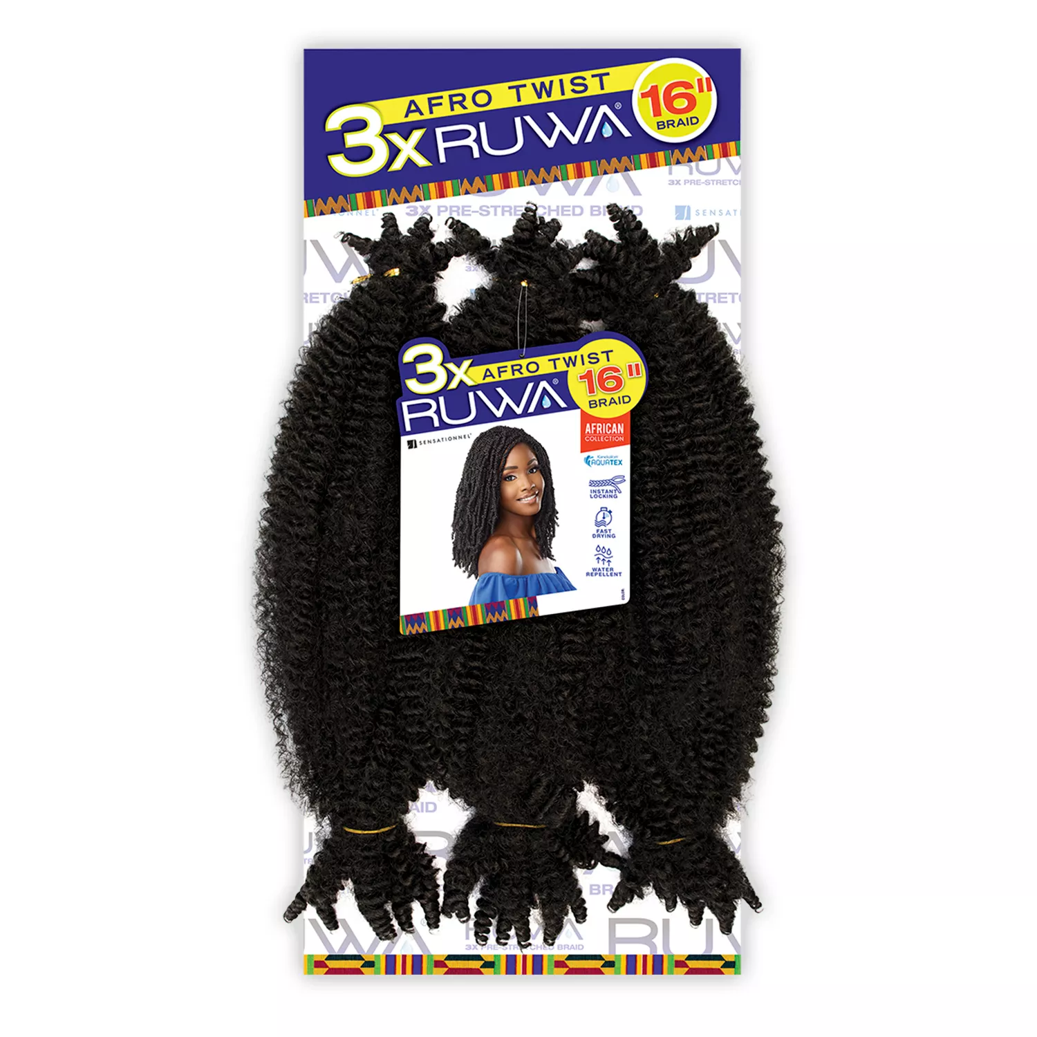 Sensationnel Braids X-Pression 3X Ruwa Pre-Stretched Braid Afro Twist 16"