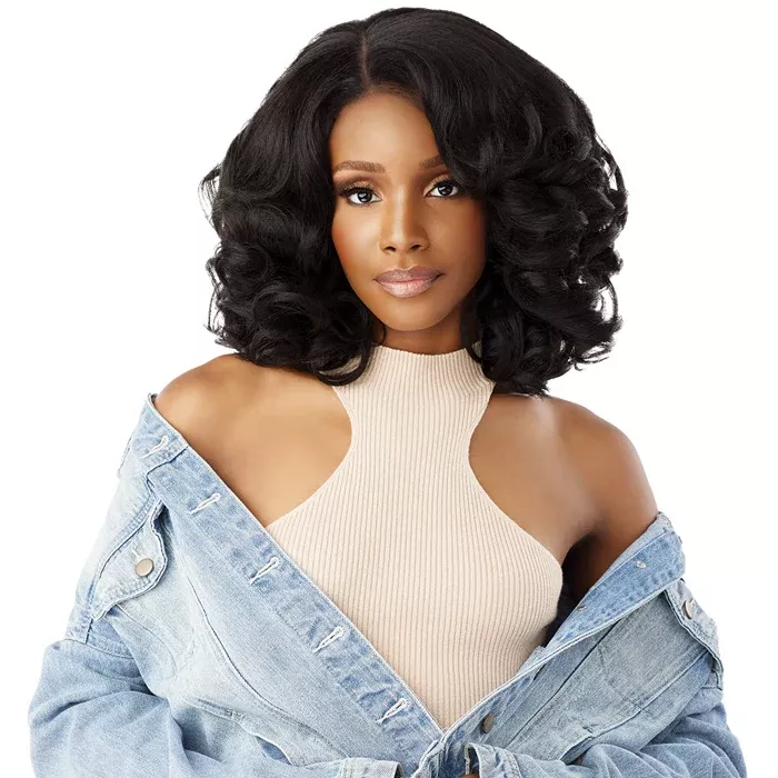 Sensationnel Curls Kinks Textured Lace Kinky Edges Glueless HD Lace Front Wig - Y-PART KINKY ROLLER SET 16"