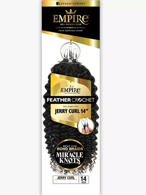 Sensationnel Empire Feather 100% Human Hair JERRY CURL Crochet Braid