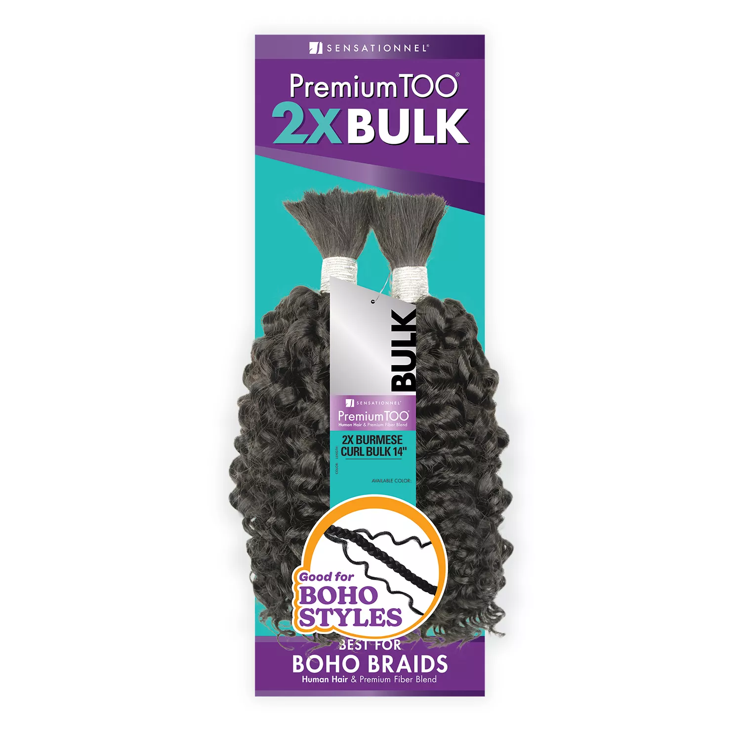 Sensationnel Human Hair Blend Braids Premium Too 2X Burmese Curl Bulk 14"