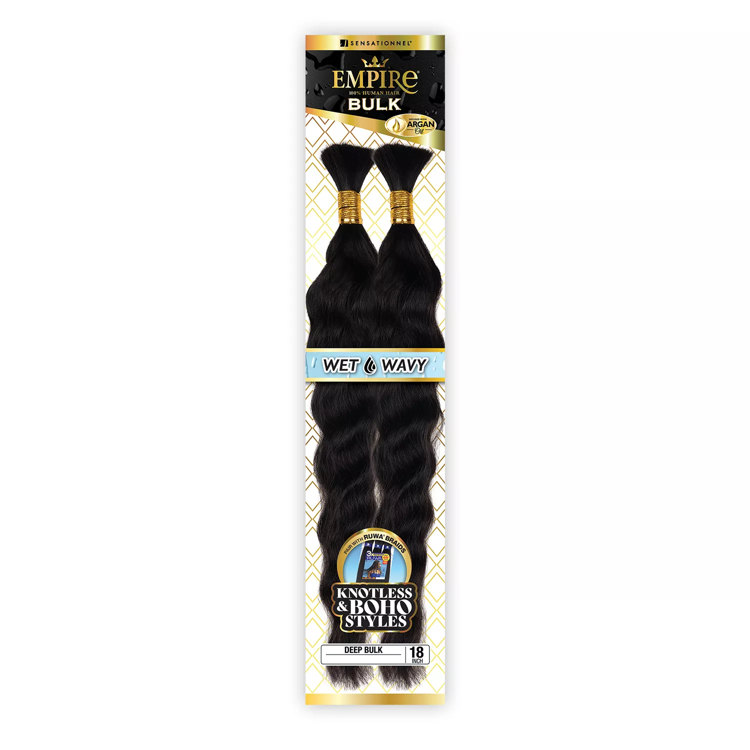 Sensationnel Human Hair Braids Empire Wet N Wavy Deep Bulk 18"