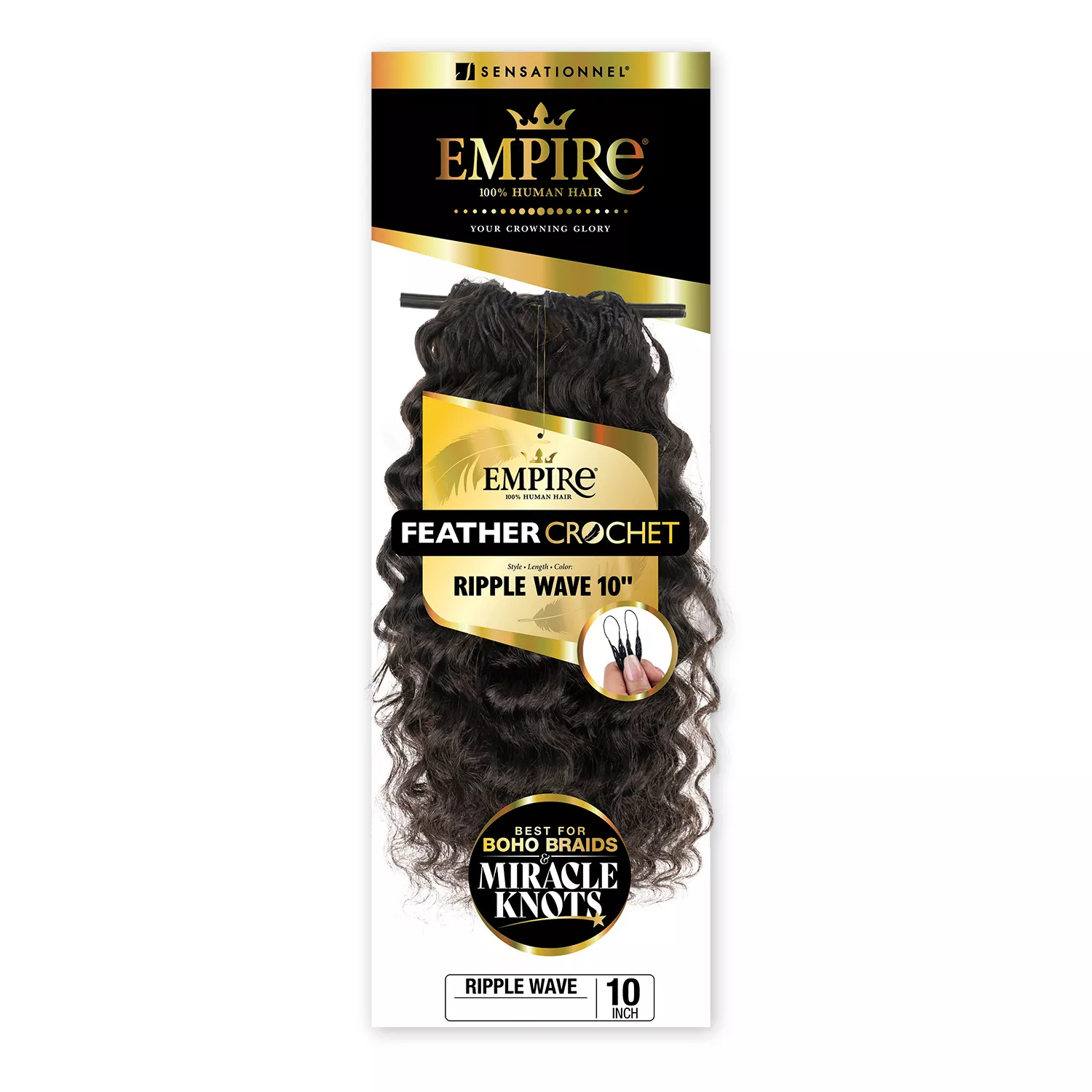 Sensationnel Human Hair Crochet Braids Empire Feather Crochet Ripple Wave (10"-18")