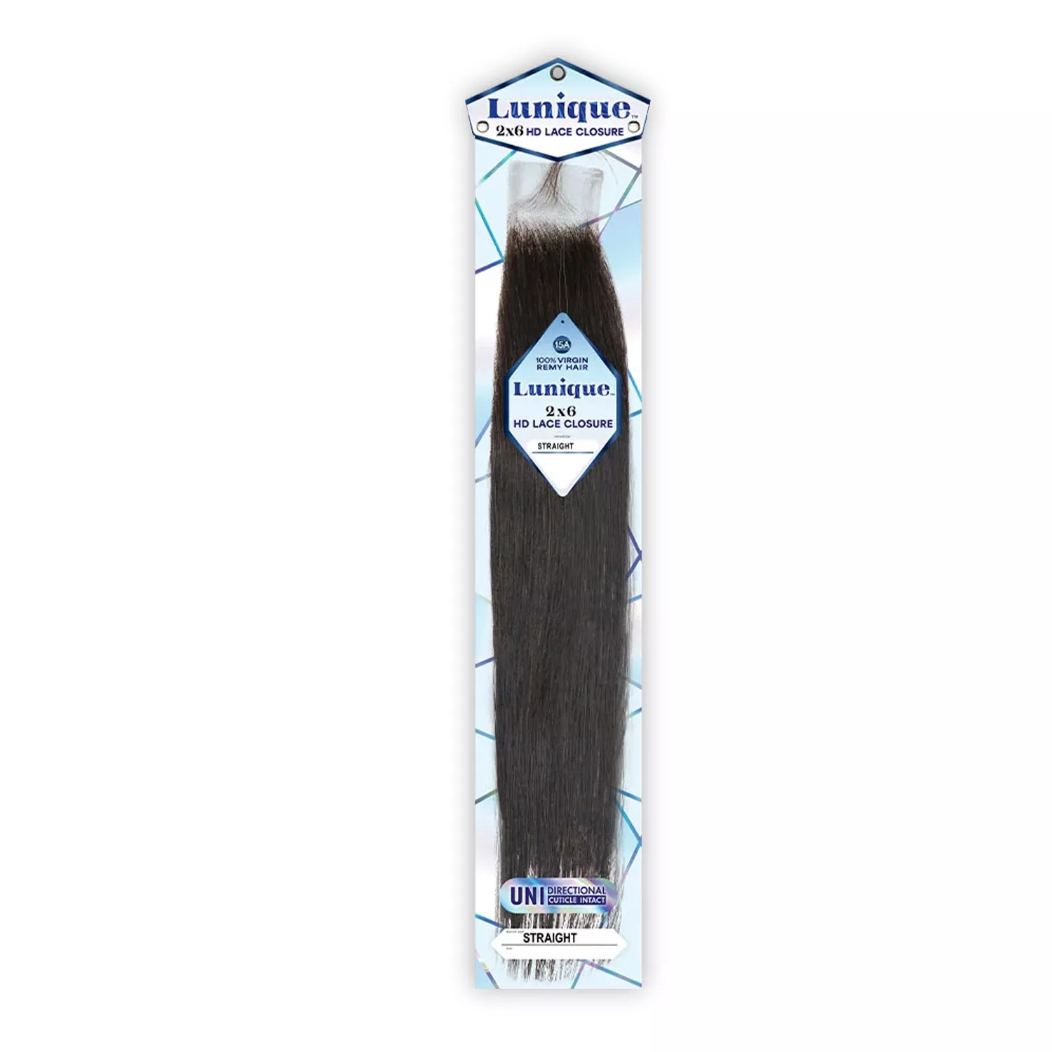 Sensationnel Human Hair Weave Lunique 2x6 HD Lace Closure Straight 18"