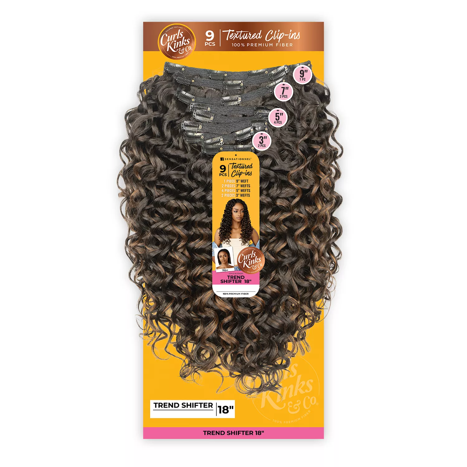 Sensationnel Textured Clip-Ins Weave Curls Kinks & Co Trend Shifter 18" (9Pcs)