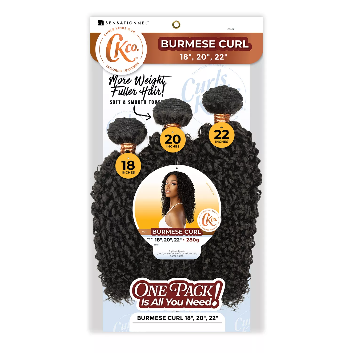 Sensationnel Weave Curls Kinks N Co Bundles 3X Multi Pack Burmese Curl 18"20"22"