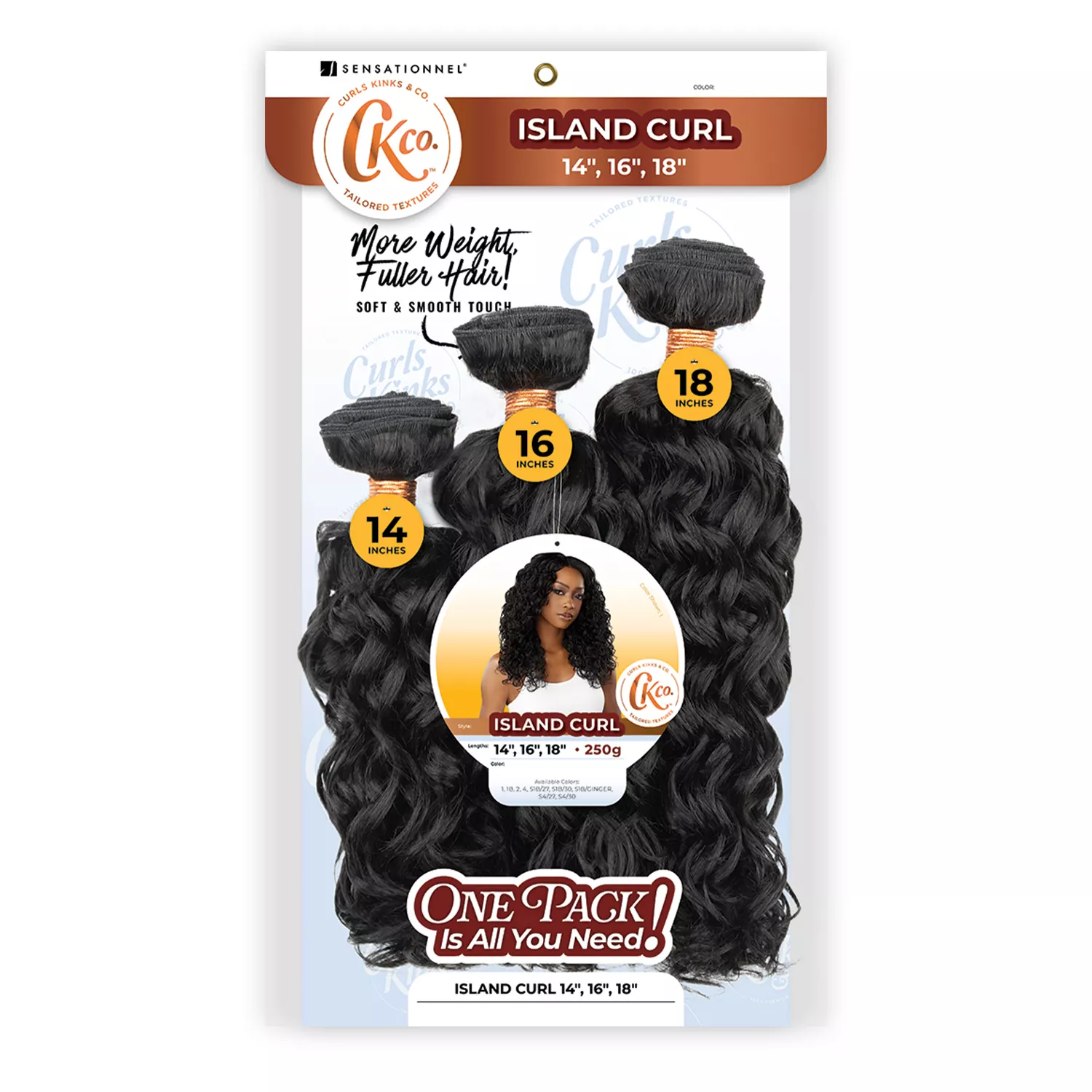 Sensationnel Weave Curls Kinks N Co Bundles 3X Multi Pack Island Curl 14"16"18"