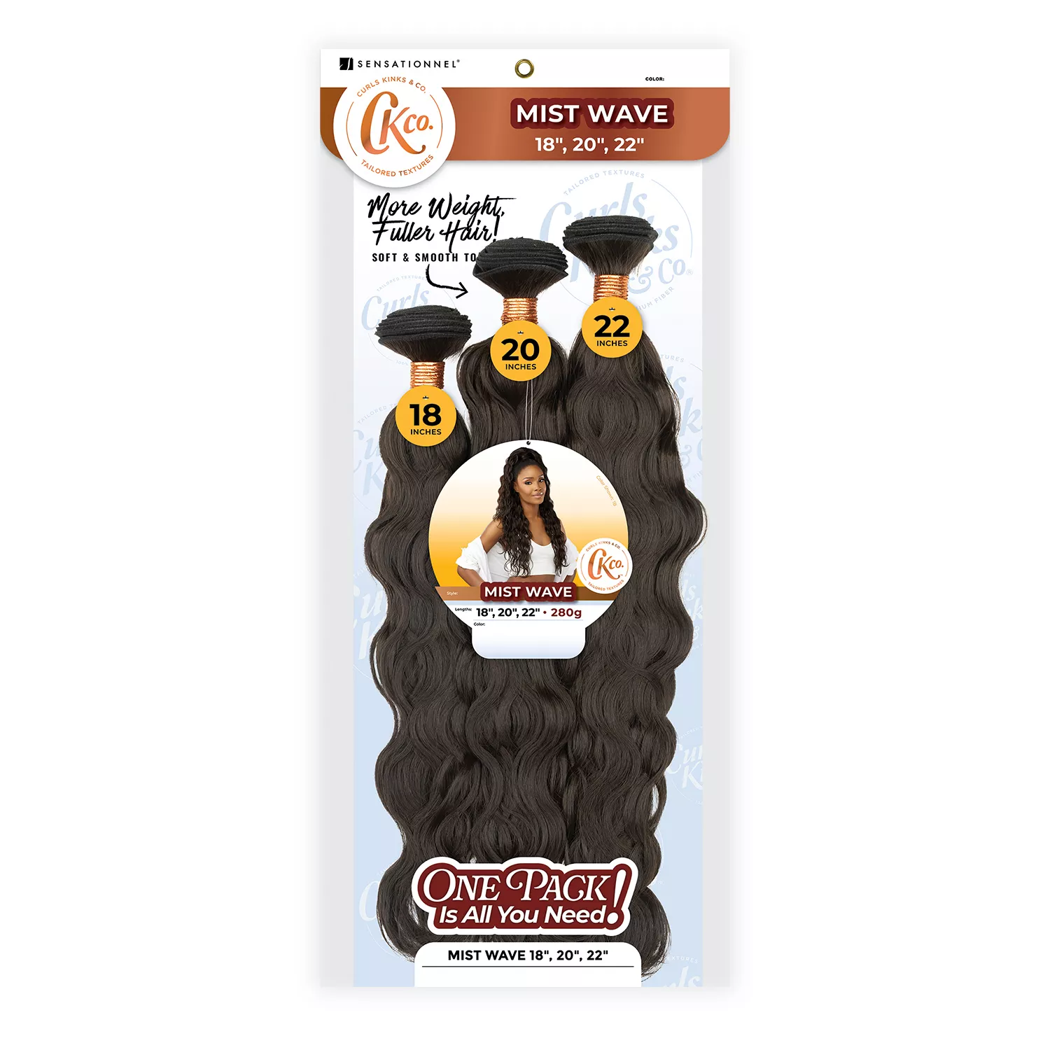 Sensationnel Weave Curls Kinks N Co Bundles 3X Multi Pack Mist Wave 18"20"22"
