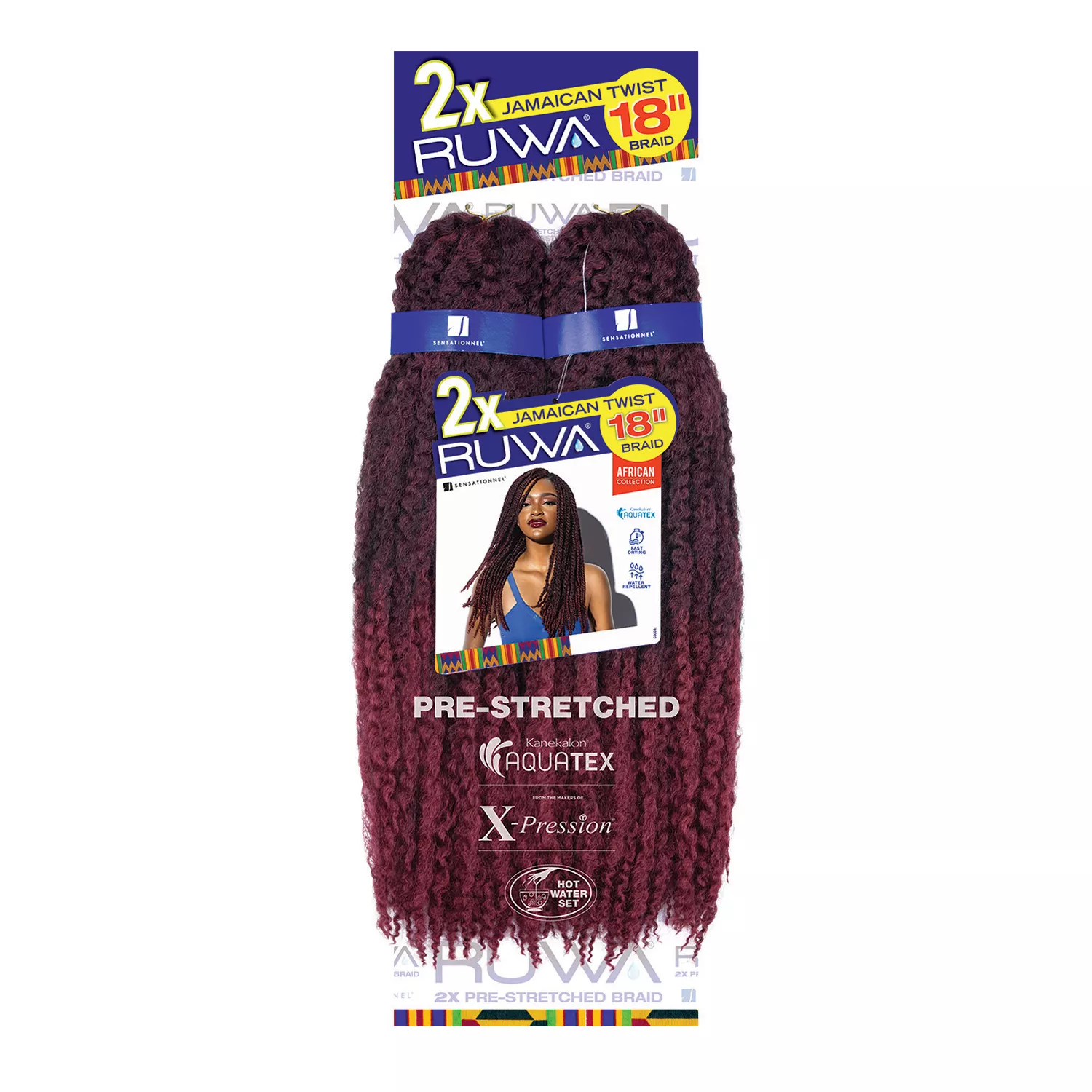 Sensationnel X-Pression Pre-Stretched Braids Ruwa 2X Jamaican Twist 18"