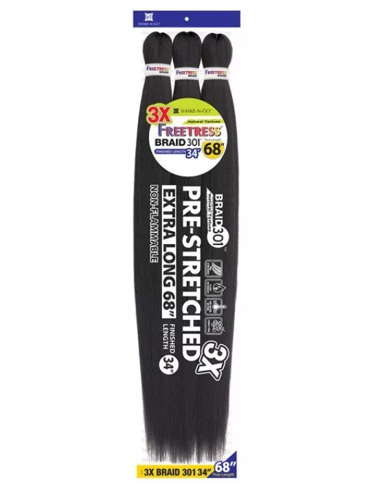 SHAKE-N-GO FREETRESS SYNTHETIC BRAID - 3X PRE-STRETCHED BRAID 301 68 "
