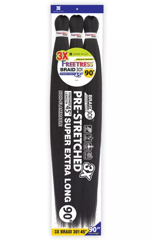 SHAKE-N-GO FREETRESS SYNTHETIC BRAID - 3X PRE-STRETCHED BRAID 301 90 "
