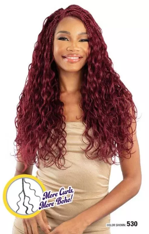 SHAKE N GO GLUELESS 13 "X5 "WHOLE LACE BRAIDED WIG - WATERFALL BOHO BOX 24 "