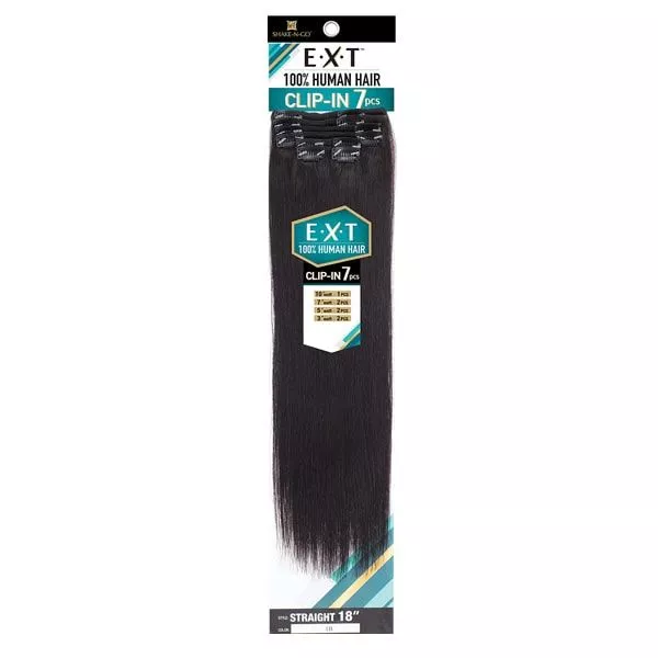 SHAKE-N-GO HUMAN HAIR EXTENSION CLIP IN 7PCS STRAIGHT 18 "