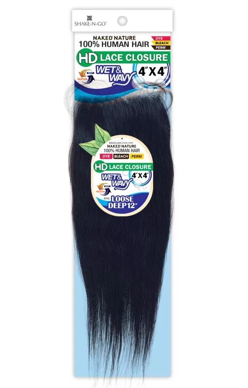 SHAKE-N-GO NAKED HD 4X4 WW LOOSE DEEP 12 " LACE CLOSURE