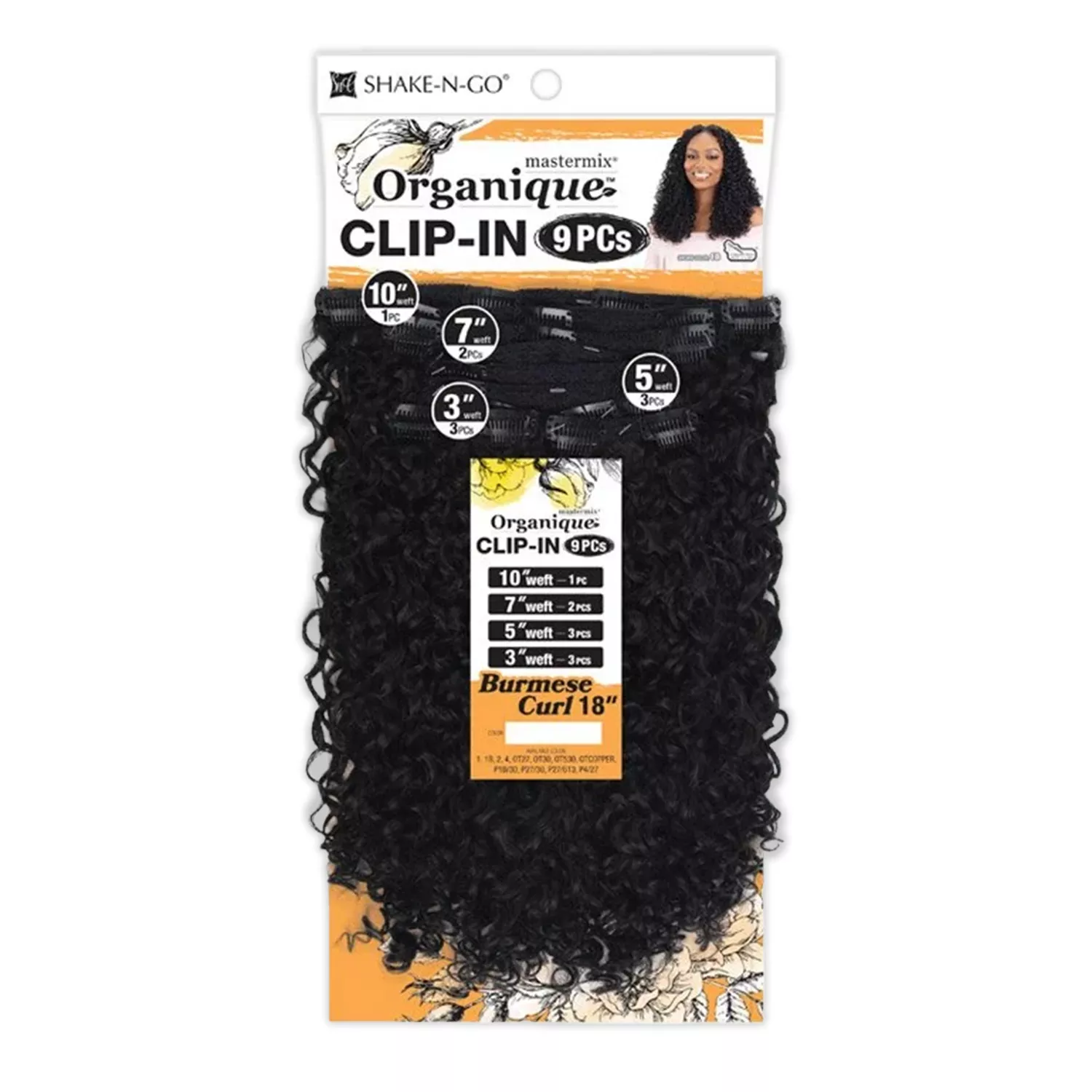 Shake N Go Weave Organique Mastermix Clip In Burmese Curl 18" (9Pcs)