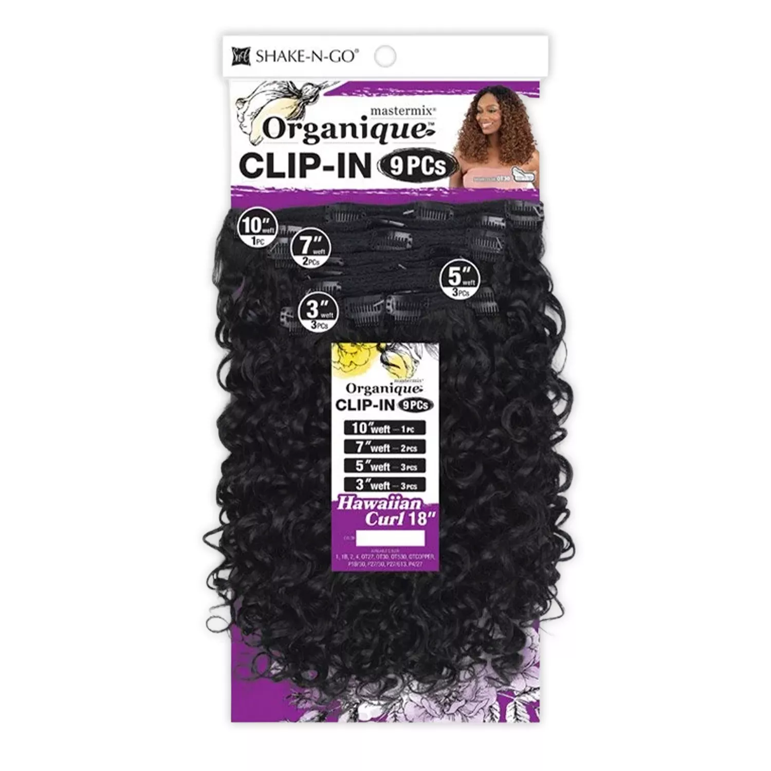 Shake N Go Weave Organique Mastermix Clip In Hawaiian Curl 18" (9Pcs)