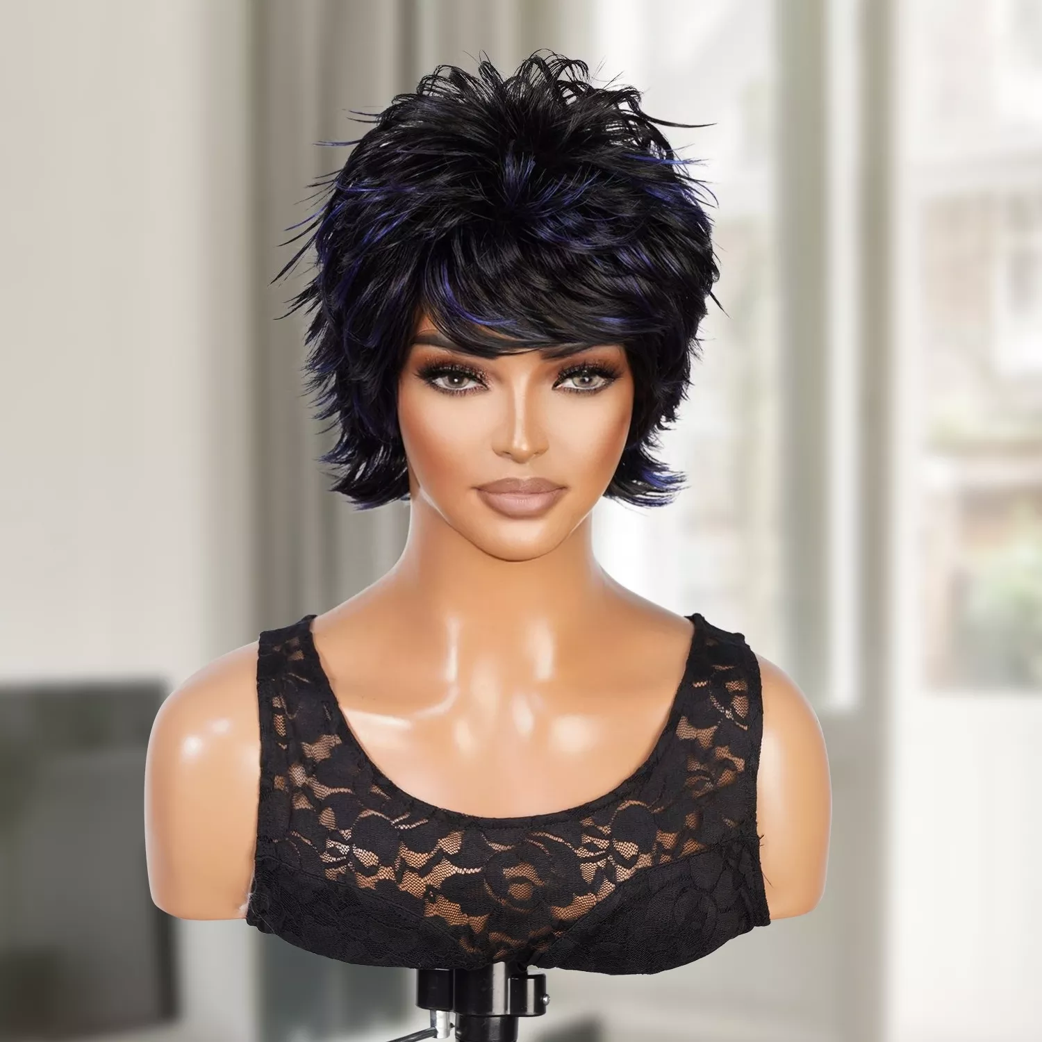 Short Spiked Mullet Wig Taraji